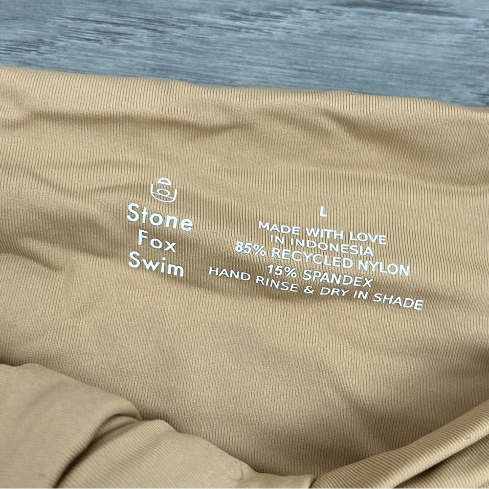 NWT stone fox swim lele‎ bikini strapless top size large women’s tan brown